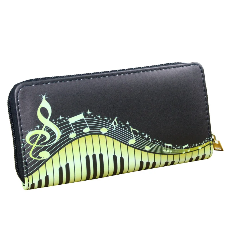 Lady Zipper Purses Women Wallets Piano Music Notes Money Bag Card Holder Woman Wallet Long Handbag Female Coin Purse Billfold