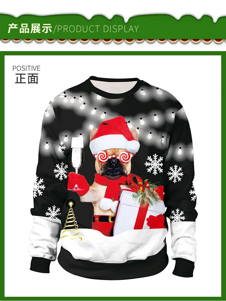 Unisex 2024 Ugly Christmas Sweater For Holidays Santa Elf Christmas Funny Fake Hair Sweater Autumn Winter Blouses Clothing