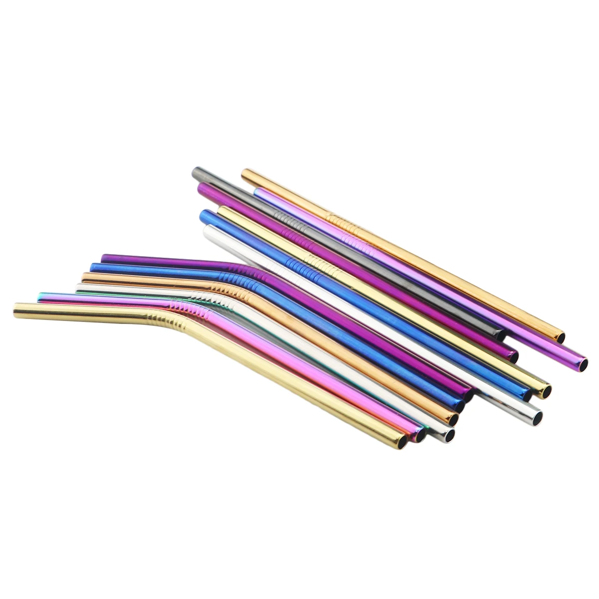 3/5Pcs Metal Gold Straw Set 18/10 Stainless Steel Straw Set 160mm Reusable Drinking Straw With Cleaner Brush Bag Bar Accessories