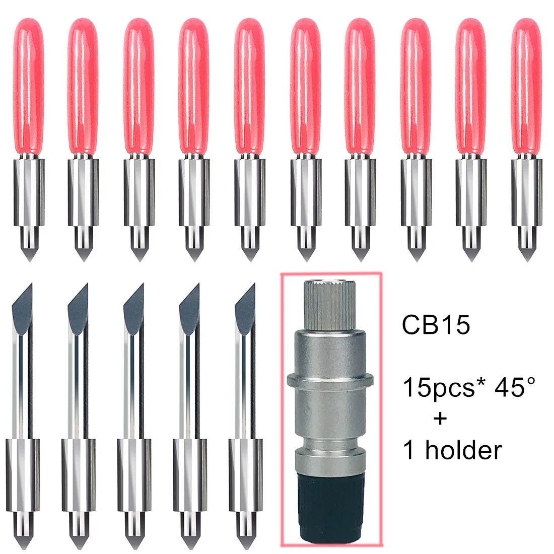 15pcs 45 Degree Plotter Vinyl Cutter Knife Blades for Graphtec Silhouette Cameo C1 C2 C3 Portrait 1/2 CB15 +1pc Blade Holder