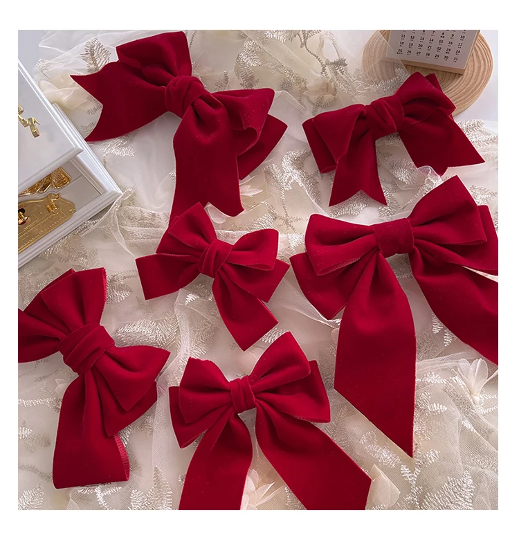 1PC Velvet Bow Hair Clip Elegant Bow Tie Hairpins Vintage Barrettes For Women Girls Black Wine Red Hairpins Hair Accessories