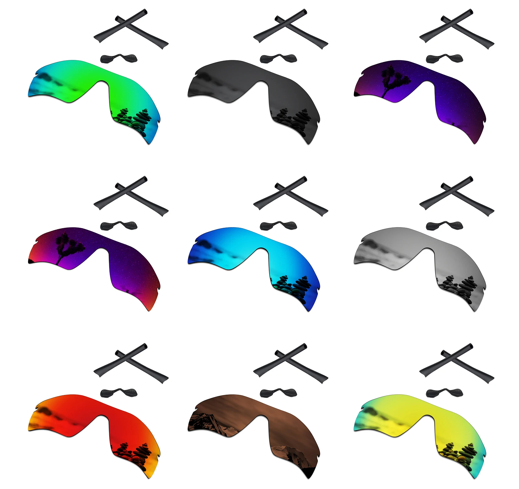 SmartVLT Polarized Replacement Lenses and Black Rubber Kit for Oakley Radar Path Sunglasses - Multiple Opts