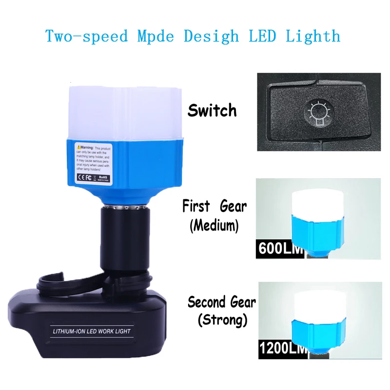 12 واط مناسبة ل ماكيتا عكس الضوء مصباح ليد المحمولة التخييم غرفة الطوارئ العمل ضوء البطارية يمكن استخدامها BL1860 BL1850 LXT