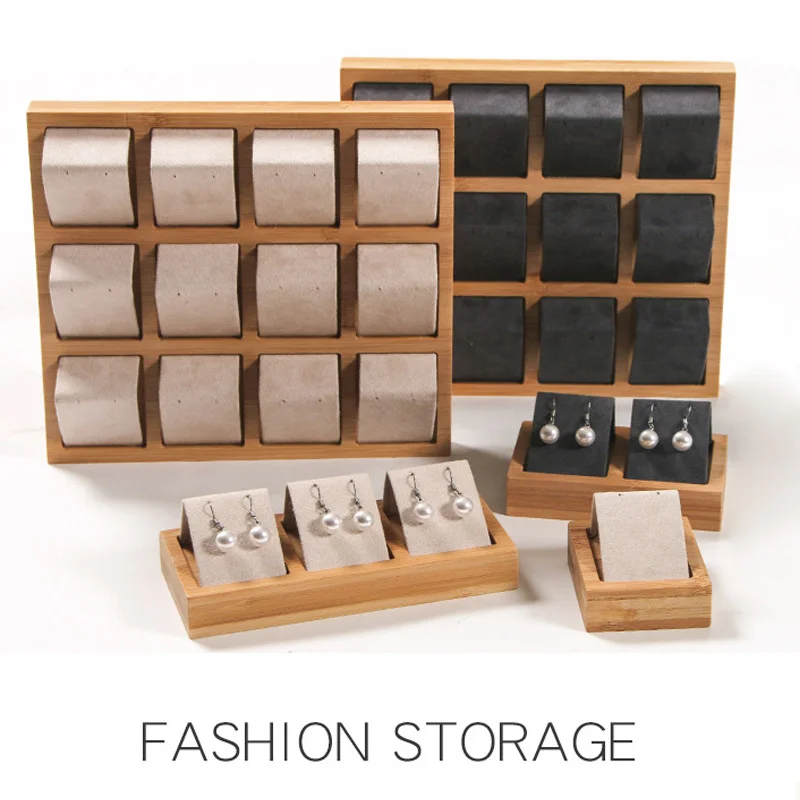 

For Woman Earrings Display Luxury Bamboo Wood Earrings Display Tray 4 Sizes To Choose Stand Jewelry Display Tray