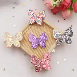 20 pezzi glitter farfalla paillette toppe in tessuto feltro appliques per copricapo per bambini accessori da sposa fai da te artigianali E10