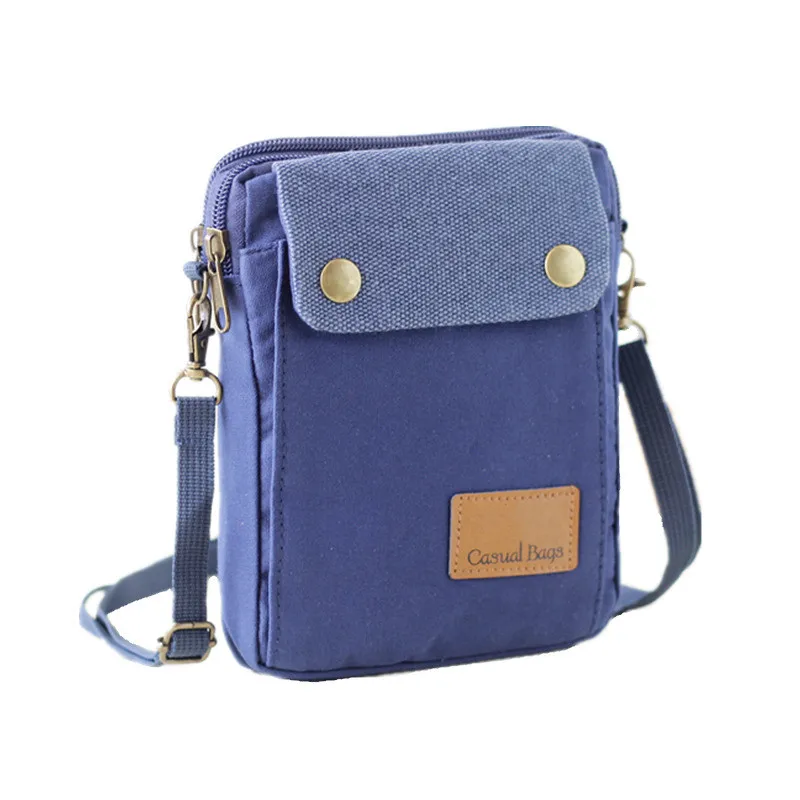 

2024 New Girls Canvas Messenger Bag Women Small Mobile Phone Bag Simple Casual Female Shoulder Bag