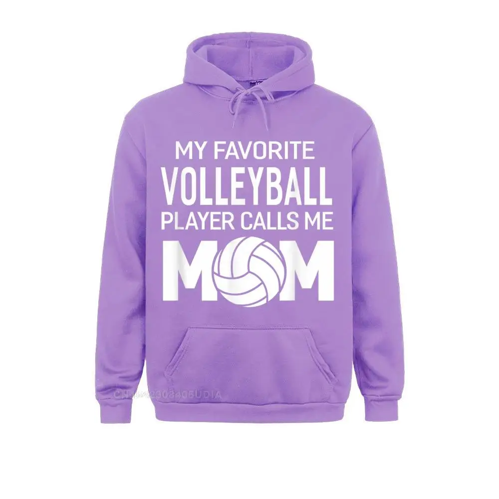 Hoodies Hoods My Favorite Volleyball Player Calls Me Mom Hoodie Women Labor Day Long Sleeve Women Sweatshirts Custom Family