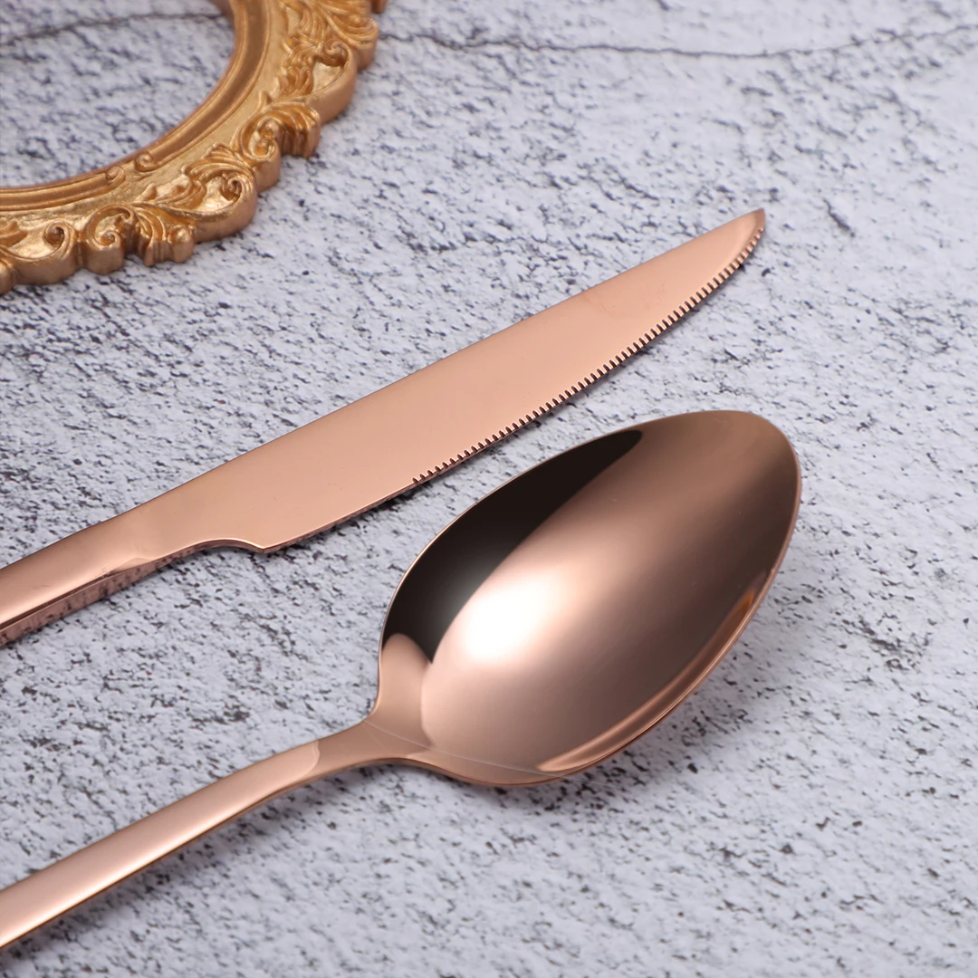 Rose Gold Cutlery Set Stainless Steel Cutlery Set Spoon Fork Knife Tableware Set Spoon Dinnerware Set Complete Dinner Set