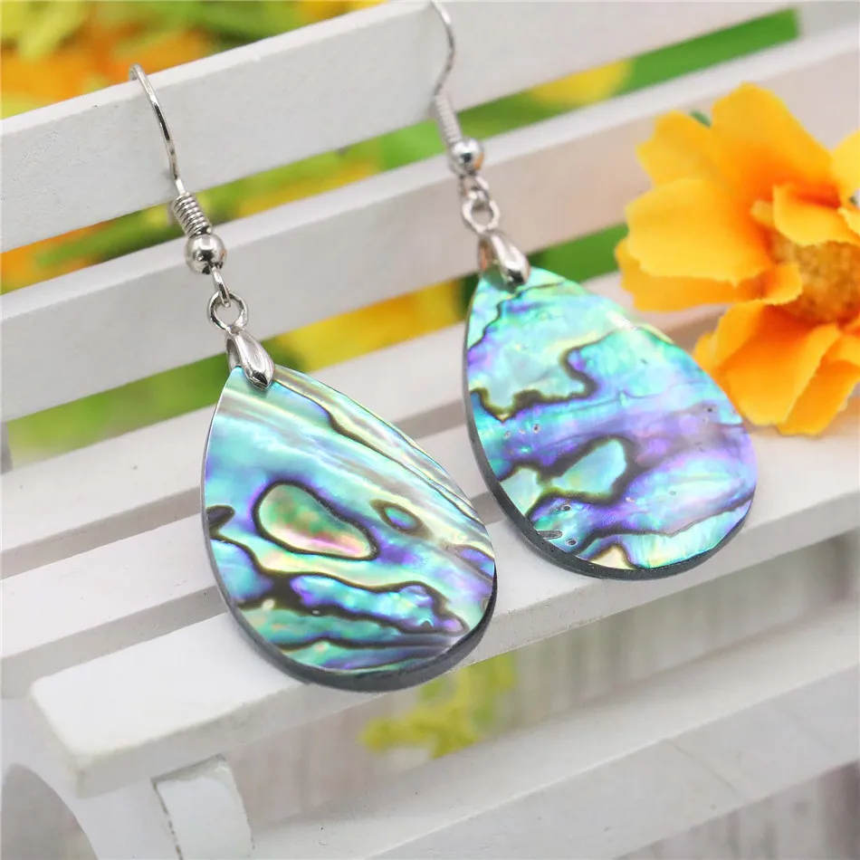 

Alloy Multicolor Water Drop Natural Abalone Shell Earrings Drop Earrings Accessory Silver-plated DIY Hand Made Women Jewelry