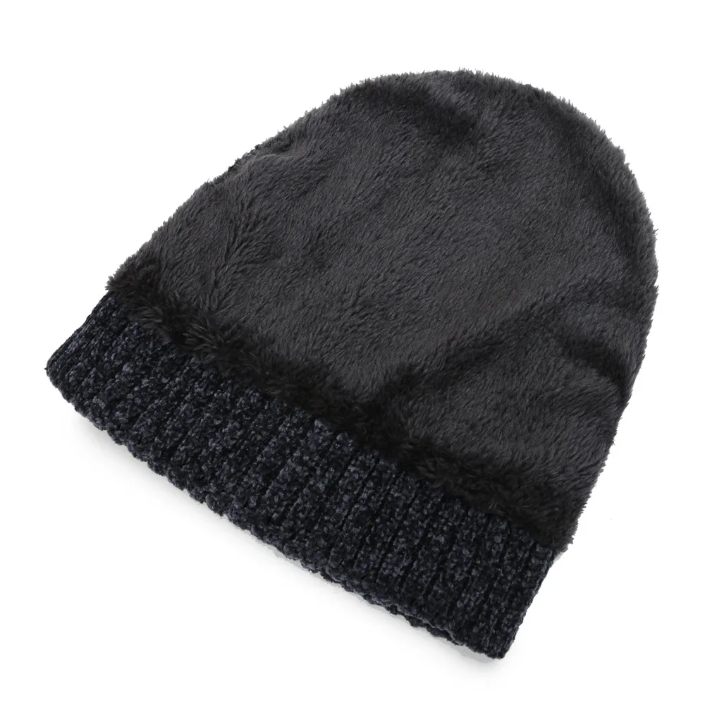 Winter Hats for Men Thicker Beanies Metal Stick Knitted Cap Autumn Cycling Beanie Women Fleece-lined Warmer Bonnet Solid Cap