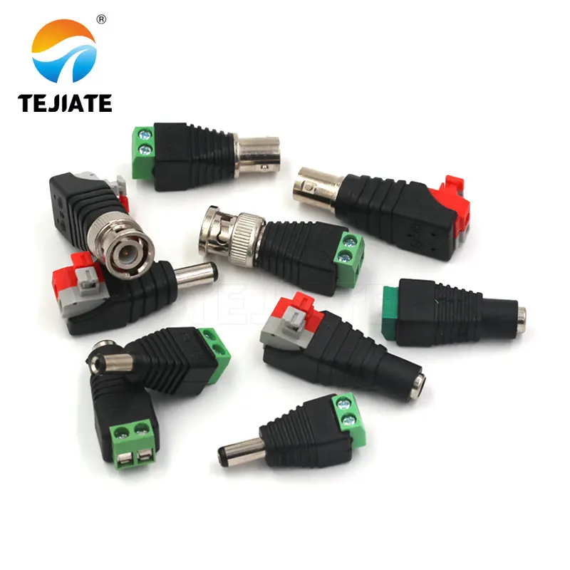 1PCS BNC Type Adapter Monitoring Camera Power Plug DC Video Connector Welding-free Male/Female Plug Press Type Socket