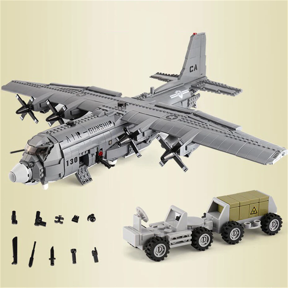 XINGBAO 06023 Military Series 171PCS The AC130 Aerial Gunboat Set Building Blocks Classic Airplane Model Bricks Adults Toys Gift