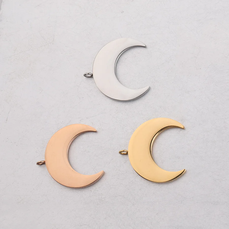 

50pc 20*21mm Gold color Stainless Steel Mirror Finish Moon Shape For Handmade Bracelet DIY Accessories For Jewelry