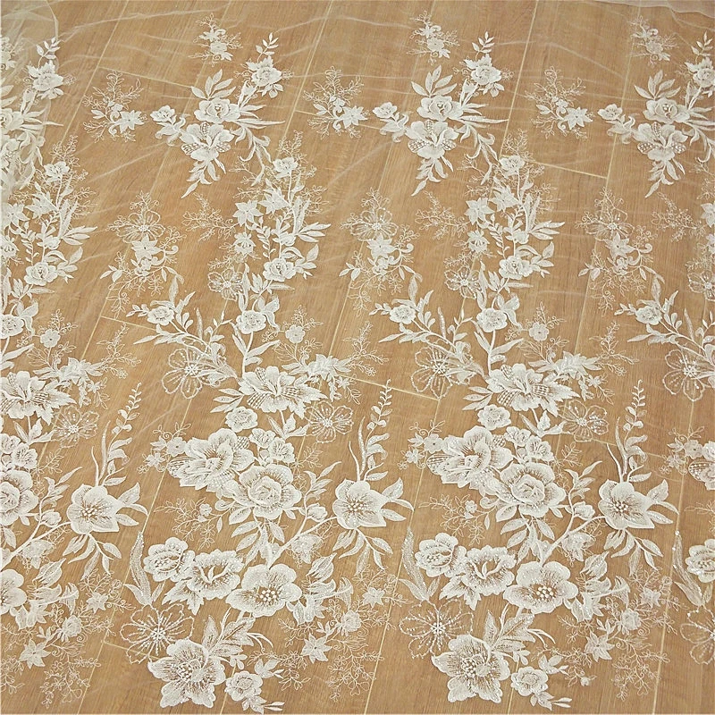 

New Handmade flower embroidery fabric for wedding dress
