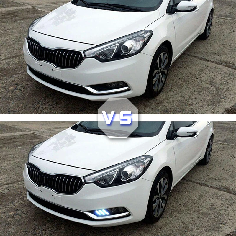 Led Daytime Running Lights DRL fog lamp cover with Yellow Turning Signal Function For Kia K3 Cerato 2013 2014 2015 2016