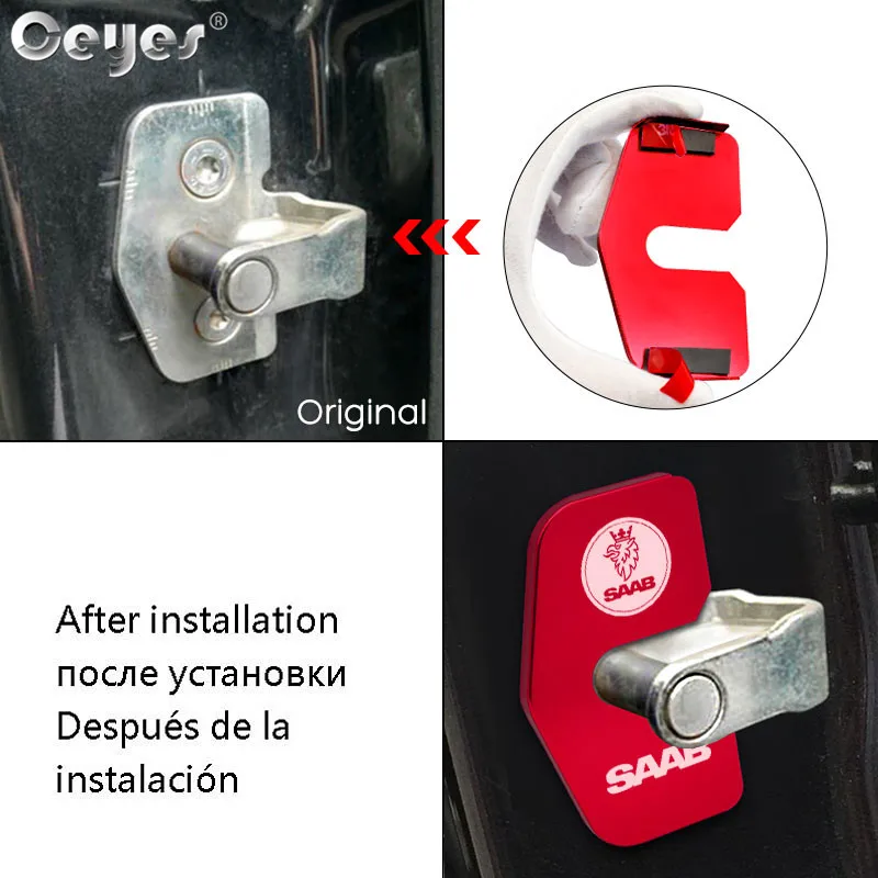 Ceyes 4pcs/lot Car Accessories Auto Decoration And Protection Door Lock Cover Case For Saab 93 95 1998-2009 Auto Sticker Styling