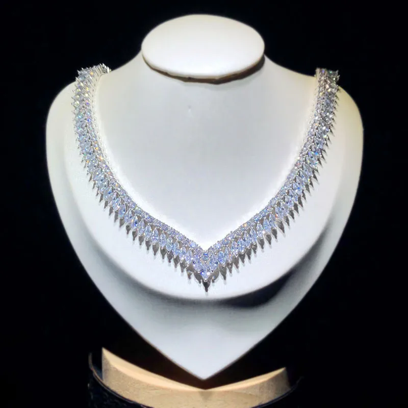 Fine Jewelry Sets For Women Sterling S925 Cubic Zirconia Leaves Bridal Drop Earrings Necklaces Pendants Set High Quality