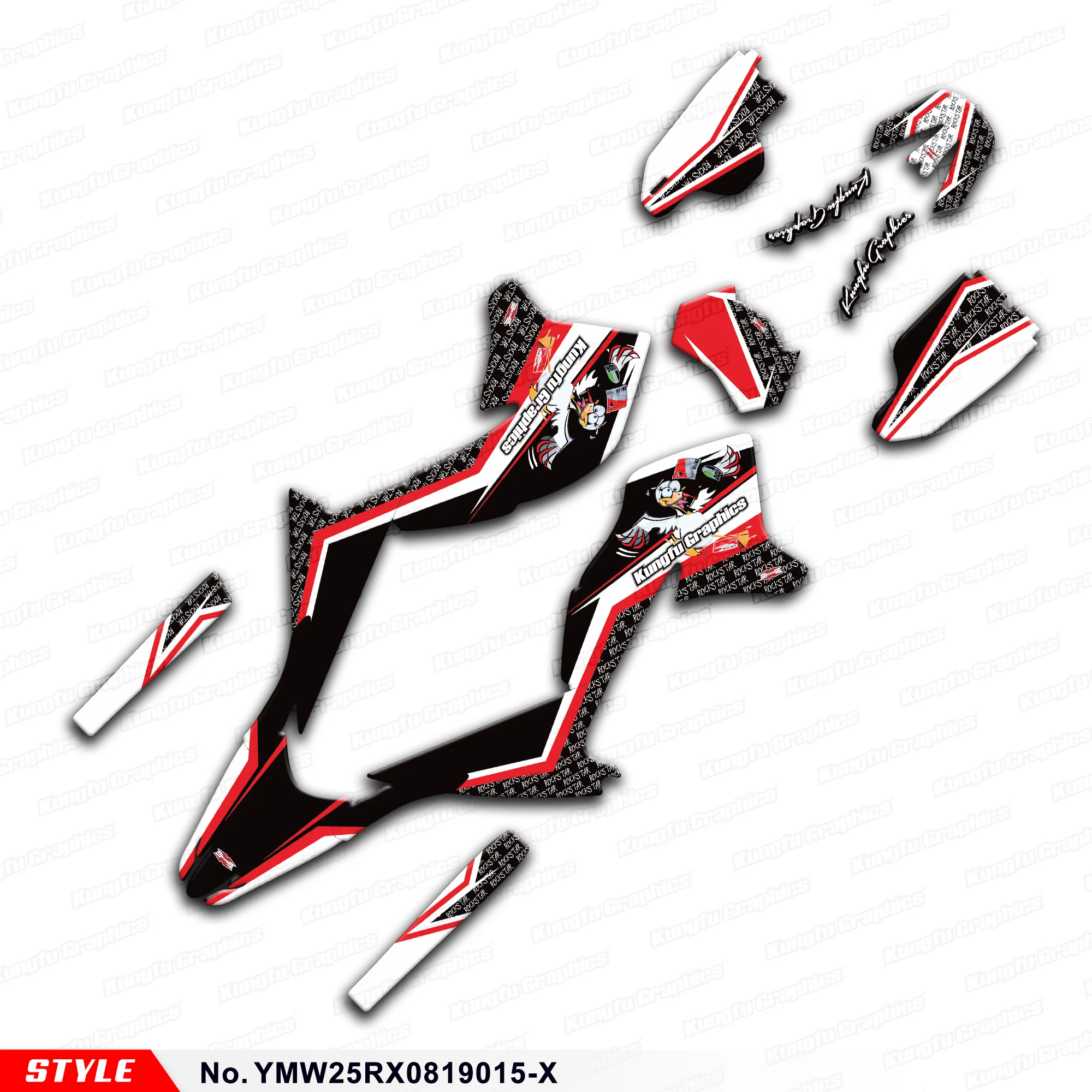 Aftermarket Motorcycle Deco Kit for WR250X WR250R 2008 2009 2010 2011 2012 2013 2014 2015 to 2020, Style No. YMW25RX0819015-X