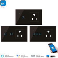 Smart Wall Socket Switch US 1 2 3 Gang eWelink Wireless Control Timer 110V 220V Touch Switch Alexa Compatible IFTTT Support