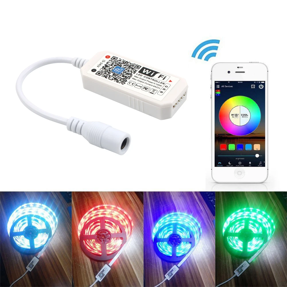 

10 PCS DC12V Mini Wifi RGB/RGBW Led Controller + IR 24 Key Remote Controller for 5050 RGB / RGBW LED Strip