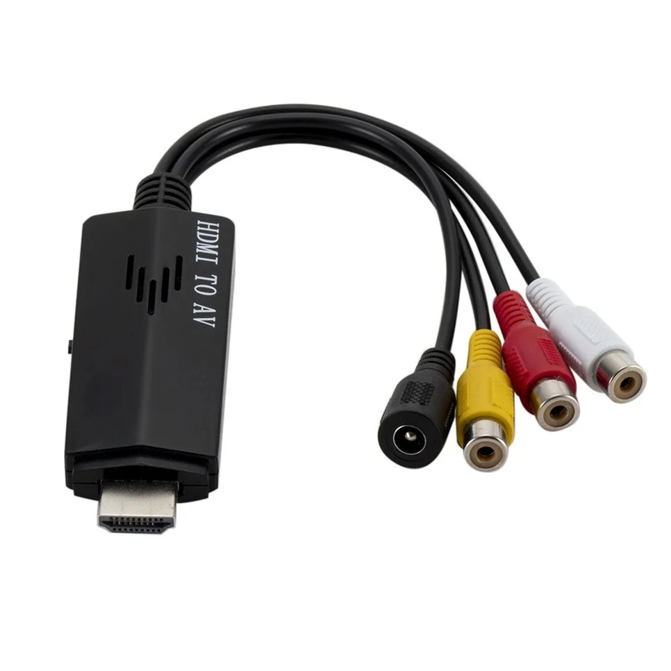 BGGQGG 1080P cable HD HDMI to AV RCA Black Converter Adapter Cable STB to Old TV Input port 1 x HDMI Output port 1 x RCA