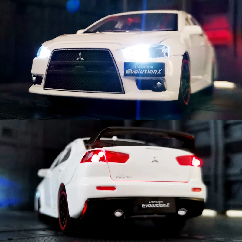 1:32 Mitsubishis Lancer Evo X 10 Alloy Car Model Diecast Metal Toy Vehicle Car Model Simulation Sound Light Collection Kids Gift