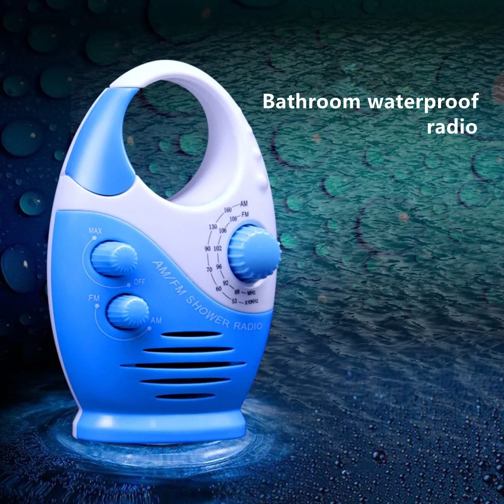 

ABS Bathroom Waterproof Radio AM FM Band Portable Broadcast Built-in Speaker Broadcasting Semiconductor Mini Radios Use Battery