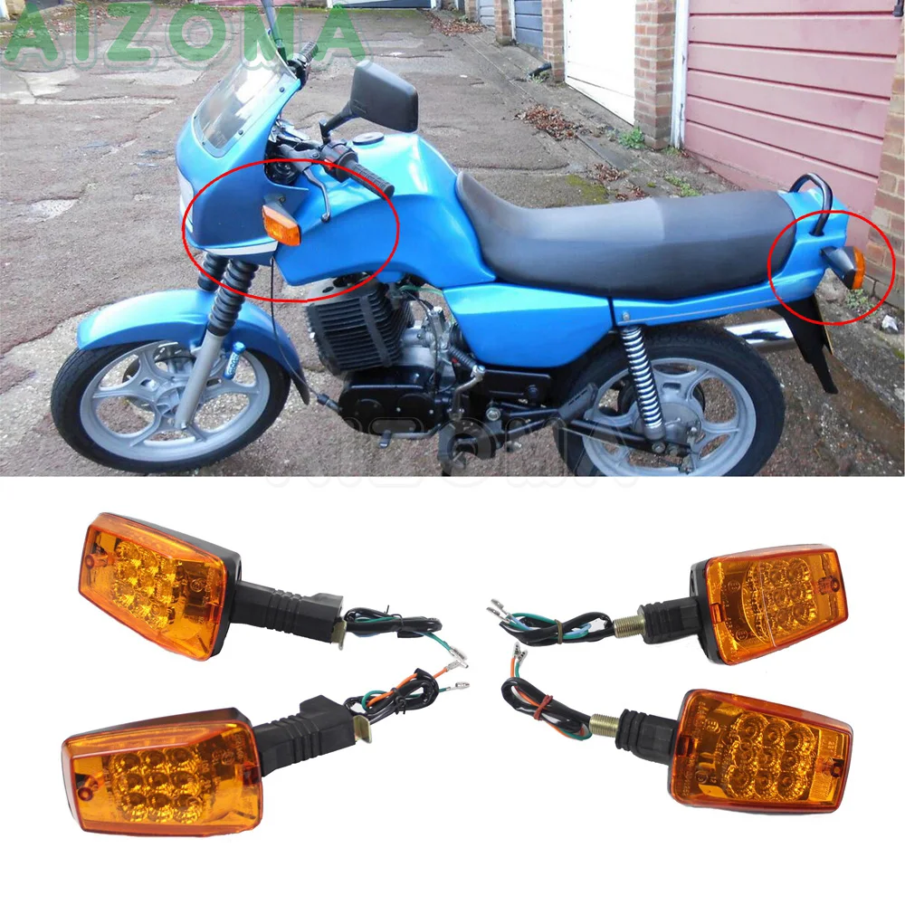 4pcs Motorcycle 12V Amber Indicator Front & Rear LED Blinker For MZ ETZ 251  E-mark E3, SAE DOT Approved Turn Signal Light