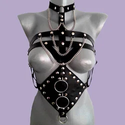 Sexy  Leather Harness Chest Strap Garters Belt Adult Fetish Women Bra Harness Belt Body Bondage Top Chest Night Club Cage Punk