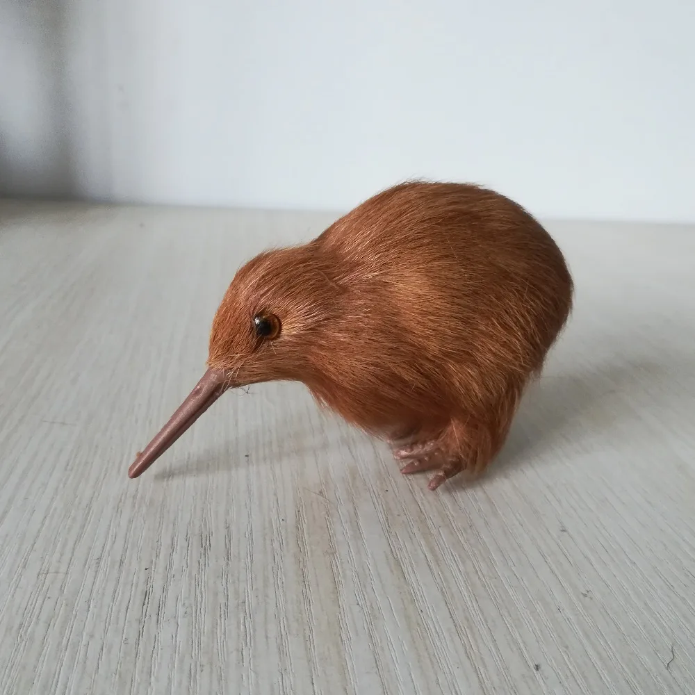 Kiwi marrón de plástico y pieles, 11x7cm, pájaro kiwi, modelo duro, artesanía, decoración del hogar, juguete, regalo de Navidad b4285