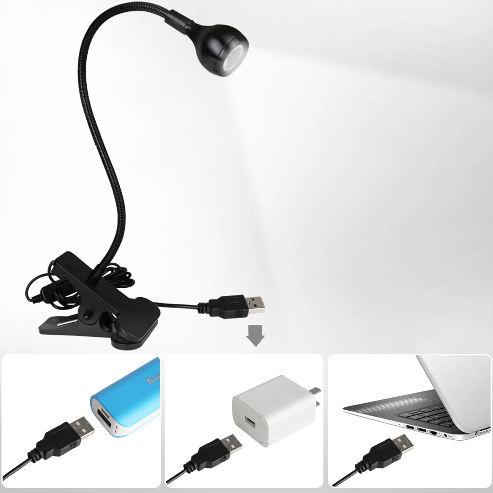 USB Led Desk Light Mini Clip-On White Light Portable Small Table Lamp with Switch Home Use Table Lamp Free Bending