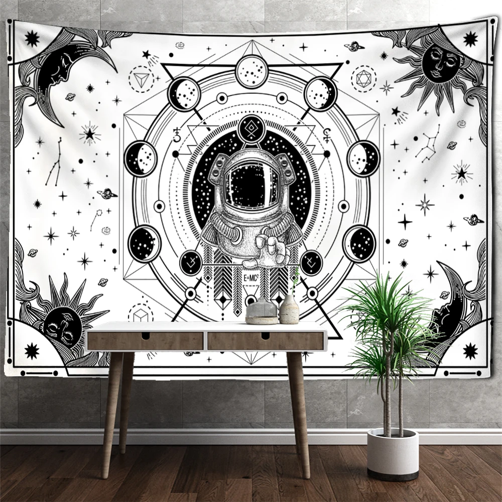 White Astronaut Tapestry Wall Hanging Hippie Tapiz Witchcraft Psychedelic Mysterious Universe Starry Dormitory Decor