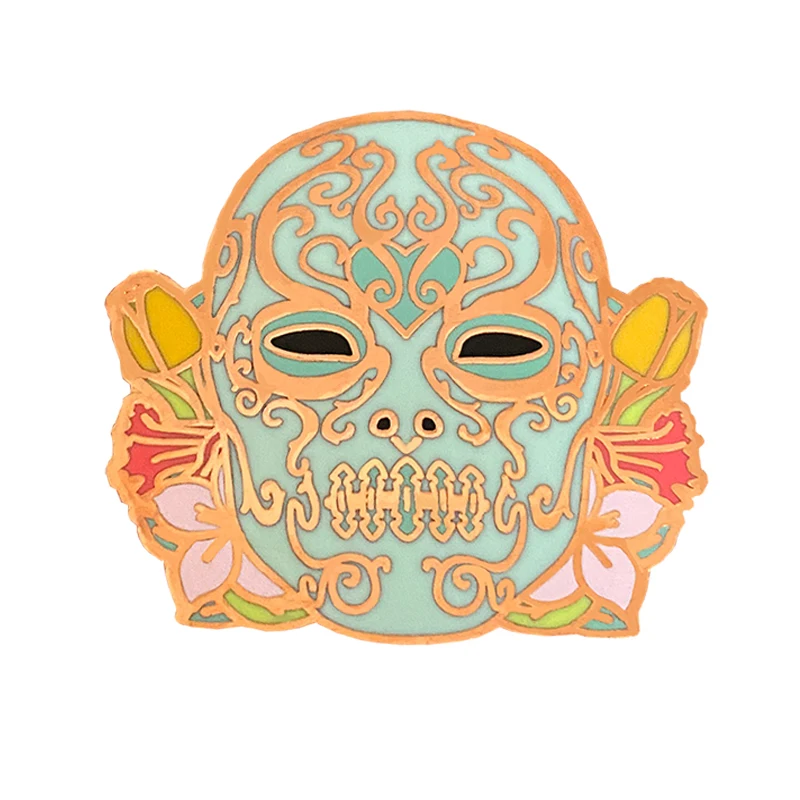 Producer Cartoon Sky Blue cool a lot of flower face lapel pin Wholesale Manufacturer hard enamel zinc alloy Badge For Gift