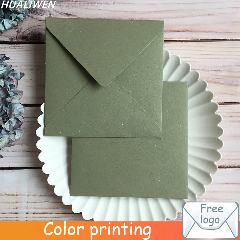 

Custom Earth Paper Vintage Green Envelope 16cm X16cm Gift Envelope Wedding Invitation Envelope Postcard Envelope