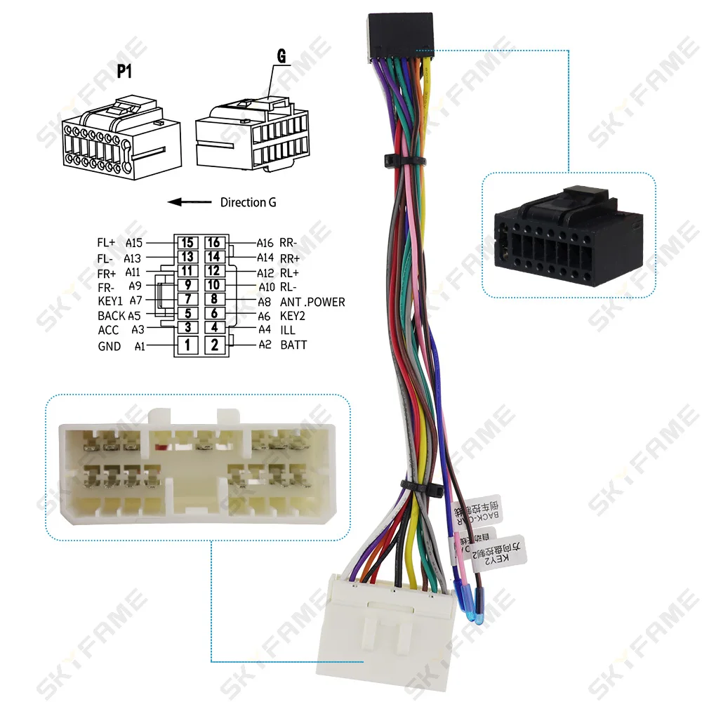 SKYFAME Car 16pin Wiring Harness Adapter For Ssangyong Actyon Kyron Beat Spark Matiz Chevrolet Spark GT