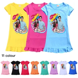 Girls Sleepwear Game Girls Dresses Ice Silk Home Dress me contro te Big Girls Birthday Clothes Children Ruffle Dress Sleepwear