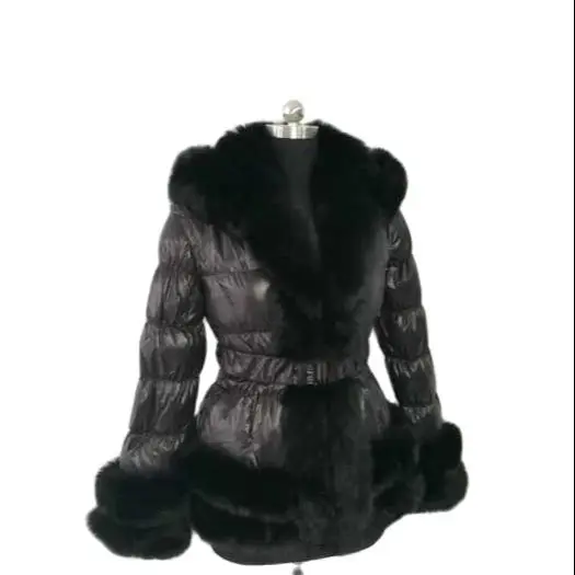 Custom Fox Fur Jacket Ladies And Children Size Puffer Jacket Winter Fluffy Fur Down Coats