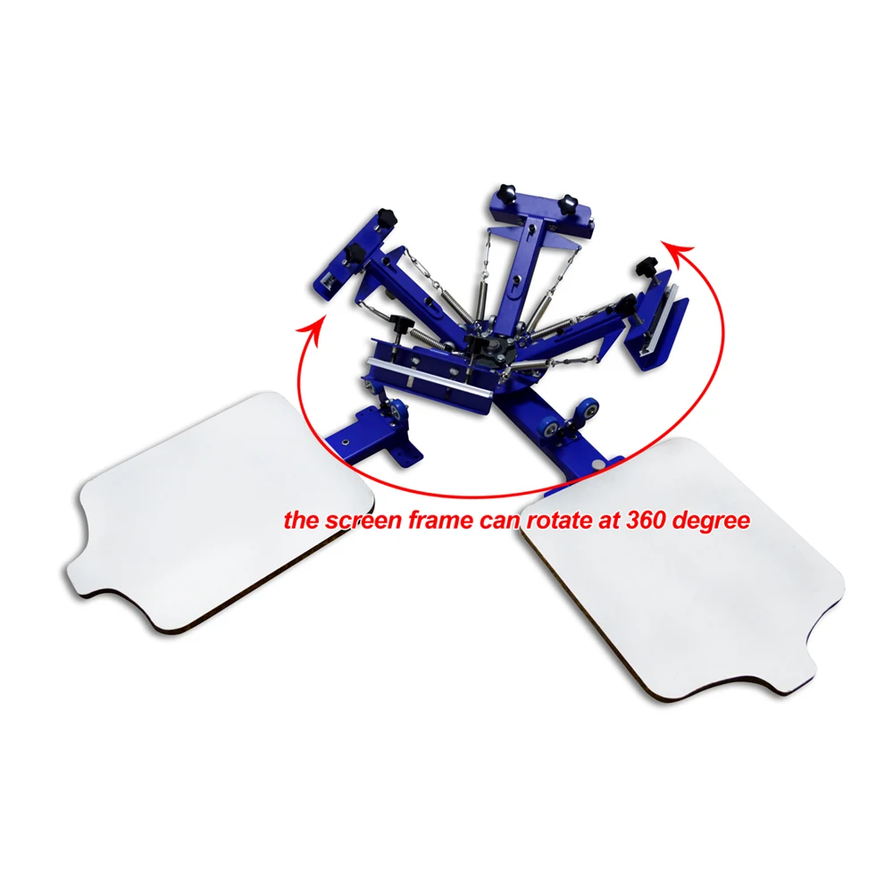 4 Kleur 2 Station Zeefdruk Machine Drukt Apparatuur Screen Kit Printer