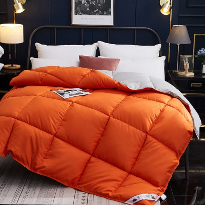 100% Goose Down Duvet Comforter Quilted Perfect Comfort  Double Single Size  Winter Thick Blanket Solid Color Bedclothes