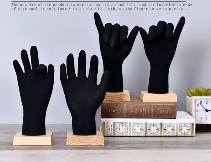 

New Arrival Soft Flexible Hand Mannequin Bendable Hand Model Fashionable With Wooden Base For Display