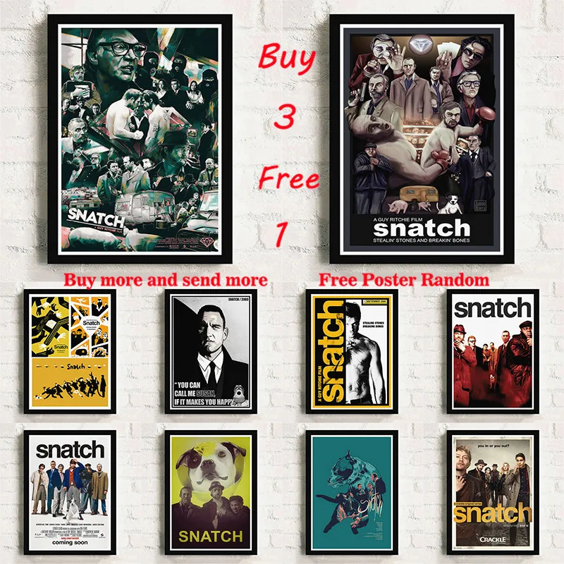 Snatch movie White Coated Paper Poster Clear Image Wall Stickers Home Decoration Good Quality Prints  Frameless