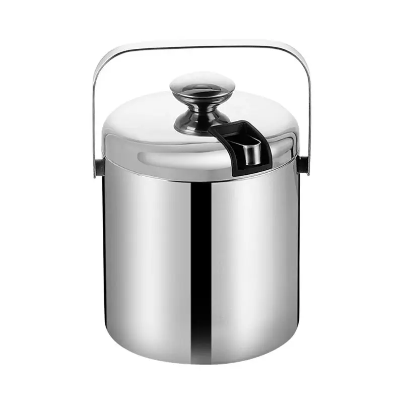 Double-Wall Stainless Steel Insulated Chilling Ice Bucket with Lid Tong Handle Dropshipping