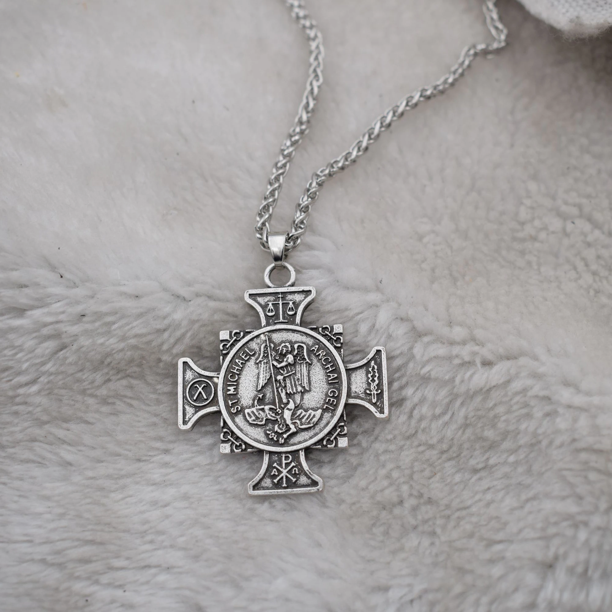 St. Michael Necklace Saint Michael Military Gift for Him or Her Unisex Catholic Jewelry