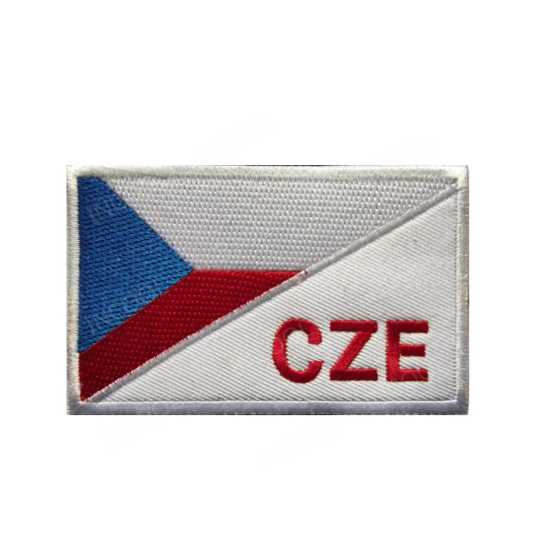 Czech Republic Infrared IR Reflective Embroidered Flag Patches PVC Rubber Blue Line Embroidery Patch For Clothing Cap