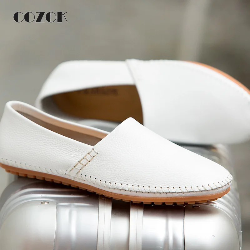 [Soft] Men's Shoes Casual Shoes Lazy Low-cut Set Foot Mid-mouth Single Shoes Cowhide Leather Handmade Leather Shoes