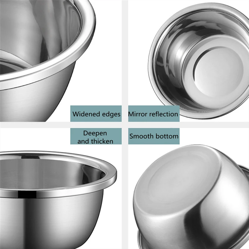 1 PC Stainless Steel Round Thicken Soup Bowls Salad Egg Mixing Bowl Palte for Food Storage Container Kitchen Tableware Utensils