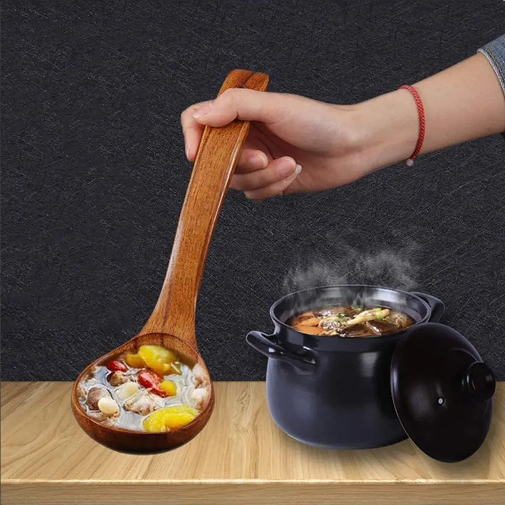 Wooden Serving Spoon Ladle Large Natural Wood Soup Ladle Cooking Utensil Handmade Tableware for Kitchen Restaurant Porridge