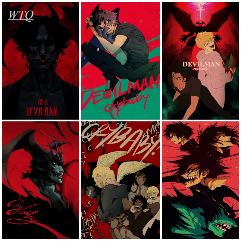 Retro Poster Devilman Crybaby Anime Posters Home Decor Wall Decor Poster Canvas Painting Wall Art Photos for Children's Room