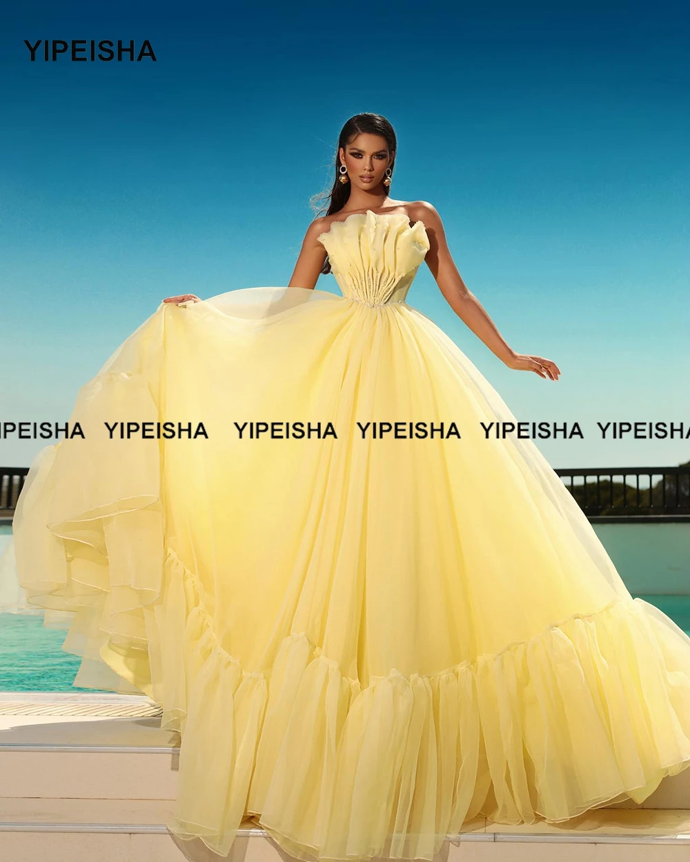 Yipeisha Strapless Lila Quinceanera Jurken Organza Baljurk Masquerade Gown Zoete 15 Jaar Jurk Verjaardagsfeestje Robe De Bal