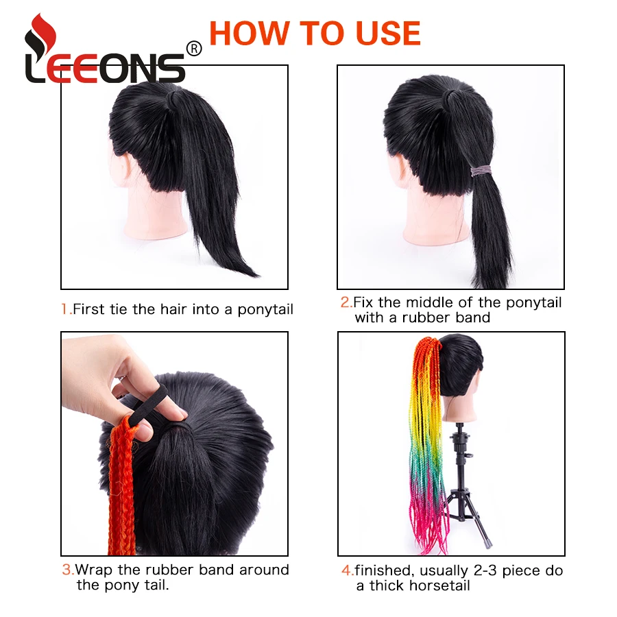 Leeons Synthetic Girls Hair Extensions Accessories Colorful Box Crochet Hair Ponytail Rubber Bands Twist Braid Rope For Kids